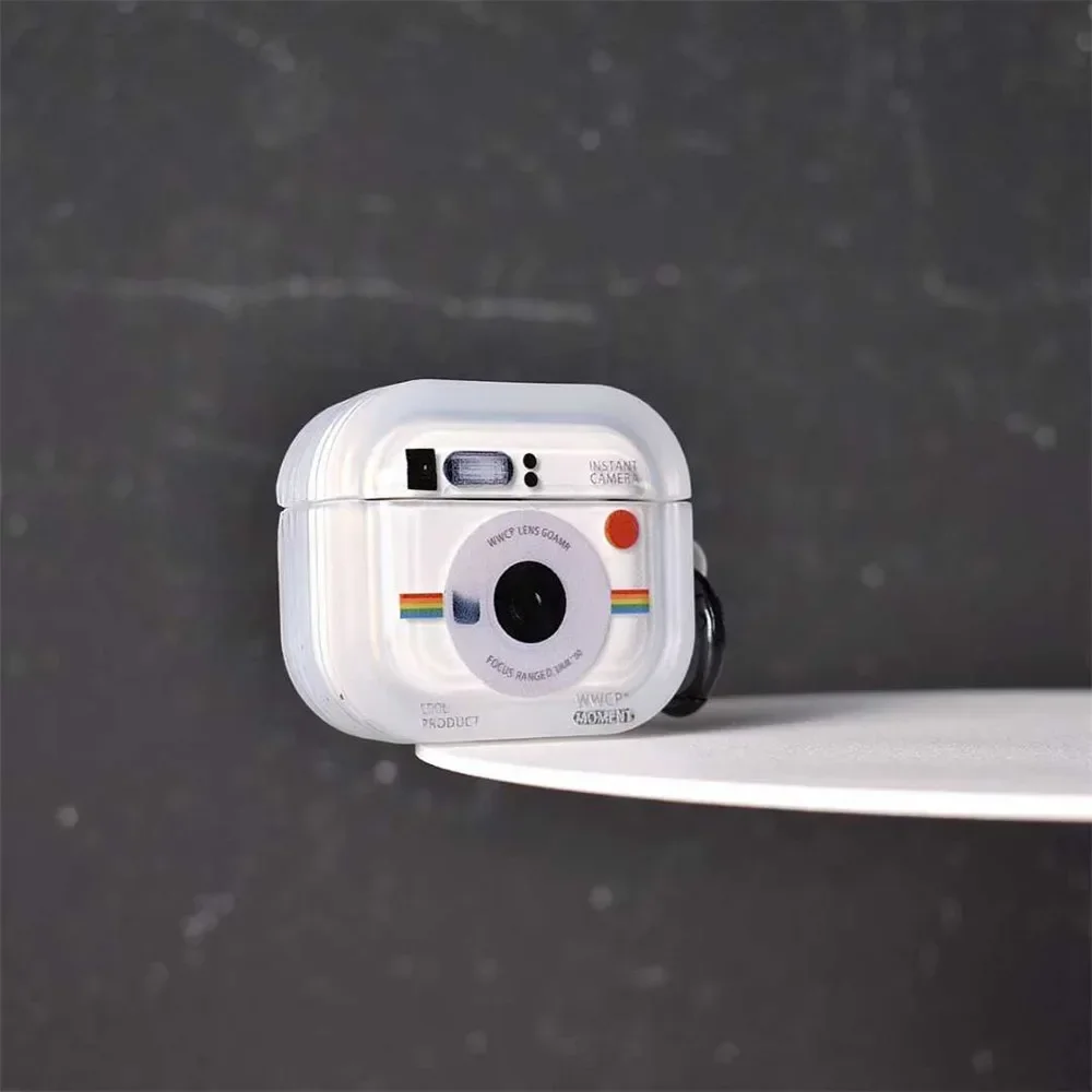 บุคลิกภาพความคิดสร้างสรรค์น่ารักการ์ตูนรูปแบบกล้องสําหรับ Airpods 2 3 4 2024 pro 2 หูฟังป้องกันกรณีที่อยู่อาศัยแผ่น