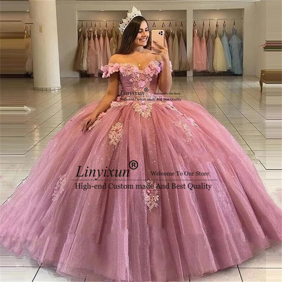 Vestido De baile De quinceañera escote corazón para 15 Años, vestido De fiesta con cuentas, apliques De lentejuelas, hombros descubiertos, Vestidos De princesa