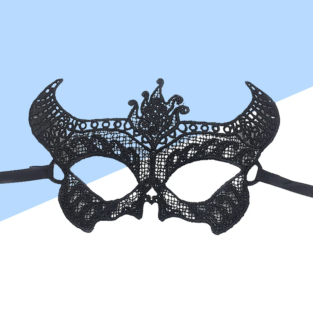 Women Luxury Lace Eyemask Mask Attached Ribbons Ox Horn Half Face Mask Decorationfor Halloween Masquerade Ball Party Costume Car