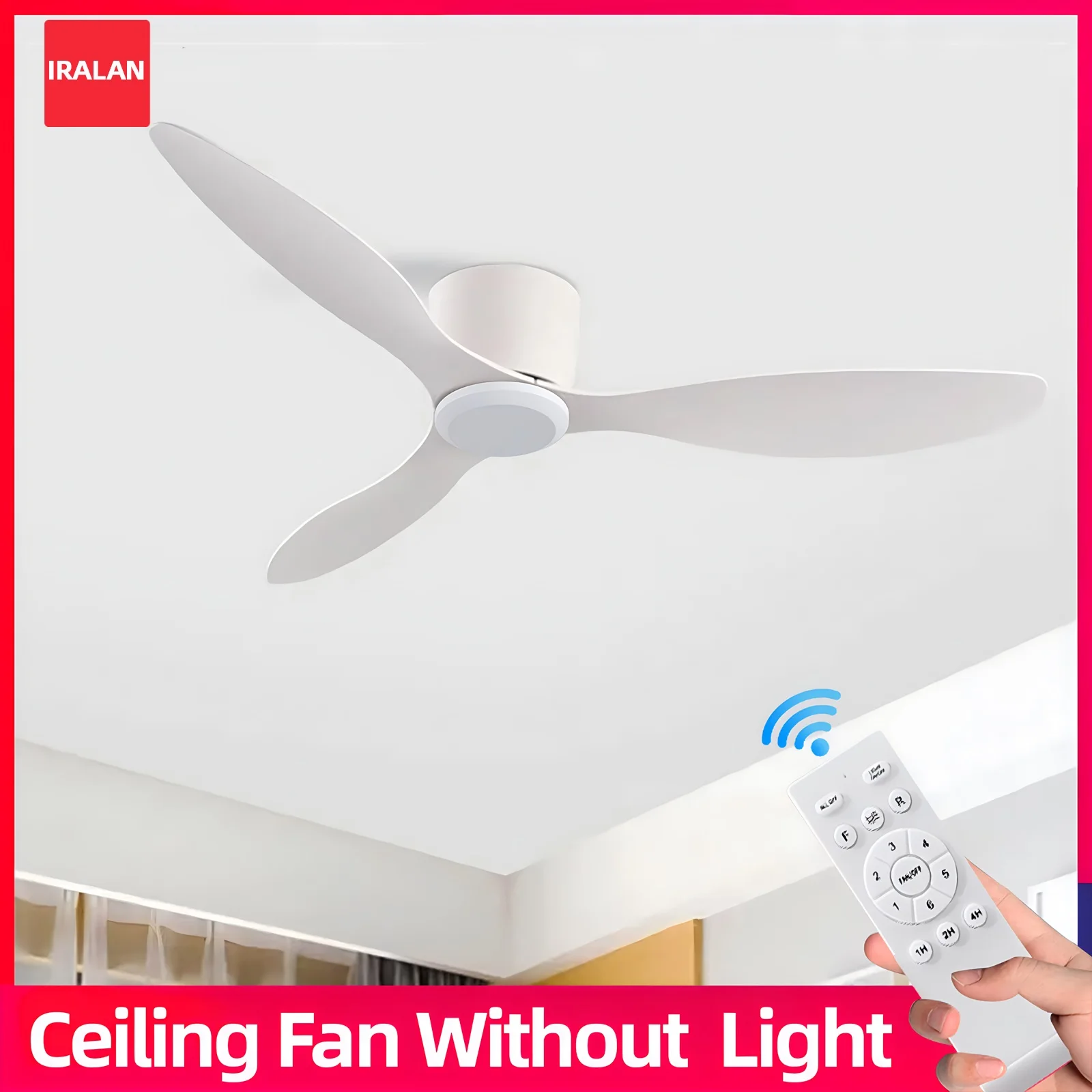 

IRALAN Modern smart Ceiling Fan Without Lights 6 Speeds Timing Fans Low Floor Loft Household fan Remote Control home fan NO LED