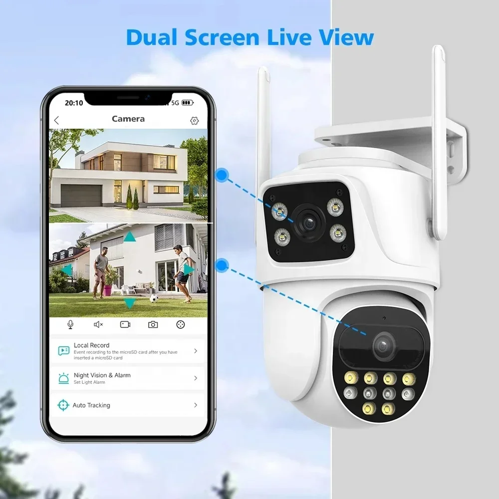 4CH/6CH/8CH Sistema di monitoraggio WIFI PTZ wireless 8MP Audio bidirezionale Protezione domestica Video Sistema di telecamere di sicurezza wireless Kit NVR