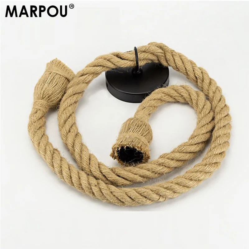 MARPOU Pendant Lights Attic Hemp Rope Industrial Decor E27 Indoor Lightings For Loft Living Room  AC85V-265V Lamp Holder Hanging