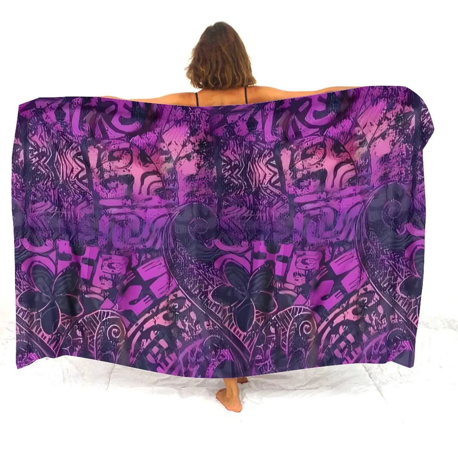 

Летняя легкая женская шаль-саронг, полинезийская пляжная накидка с индивидуальным рисунком, незаменимая солнцезащитная и ветрозащитная накидка