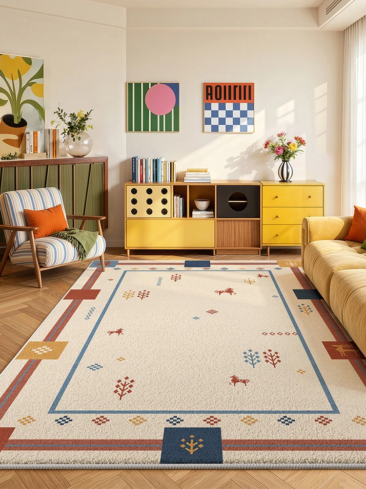 Elegant American Style Rug Colorful Moroccan Non-Slip Living Room Carpet Sofa Bedroom Floor Mat Large Soft Area Rug Home Decor