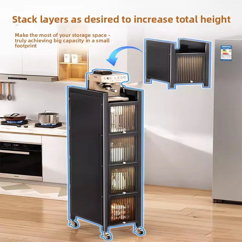 Kitchen crevice storage cabinet bathroom refrigerator crevice cabinet narrow cabinet with door floor to ceiling locker against
