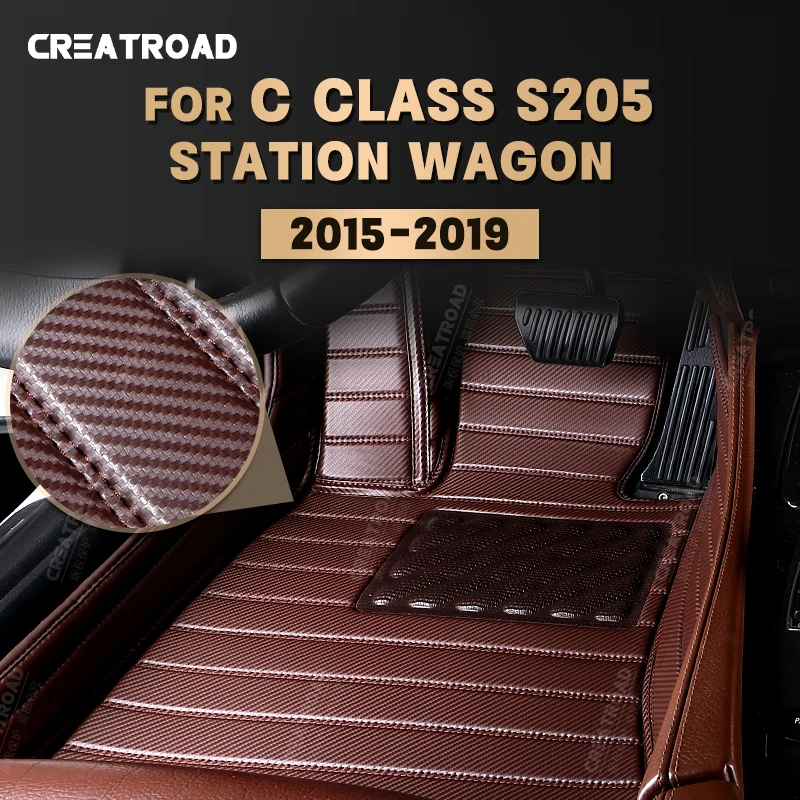 

Carbon Fibre Floor Mats For Mercedes Benz C Class S205 Station wagon 2015-2019 16 17 18 Foot Carpet Auto Interior Accessories