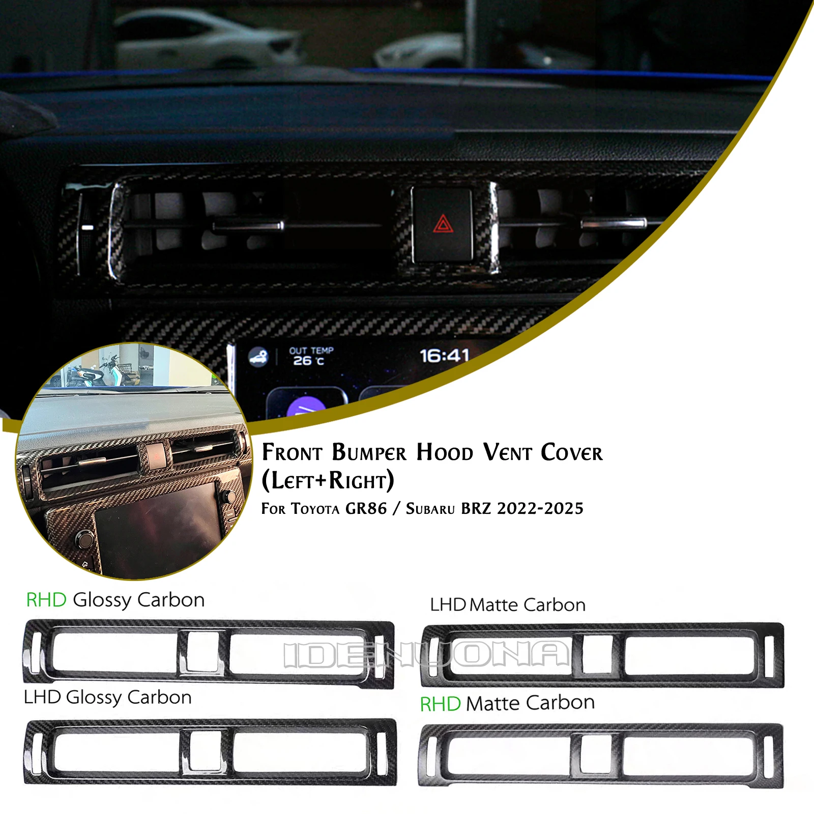 

1 шт., внутренняя консоль автомобиля, приборная панель, боковое вентиляционное отверстие, крышка, накладка на рамку, наклейка для Subaru BRZ Toyota GR86 2022 2023 2024 2025