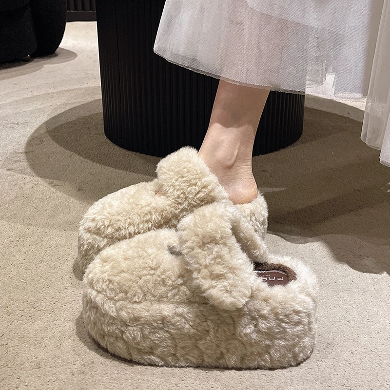 

Retro Baotou Women's Fashion Slippers Warm Fur Platform Shoes Fashionable Women's Comfortable Loafers Designer Slippers