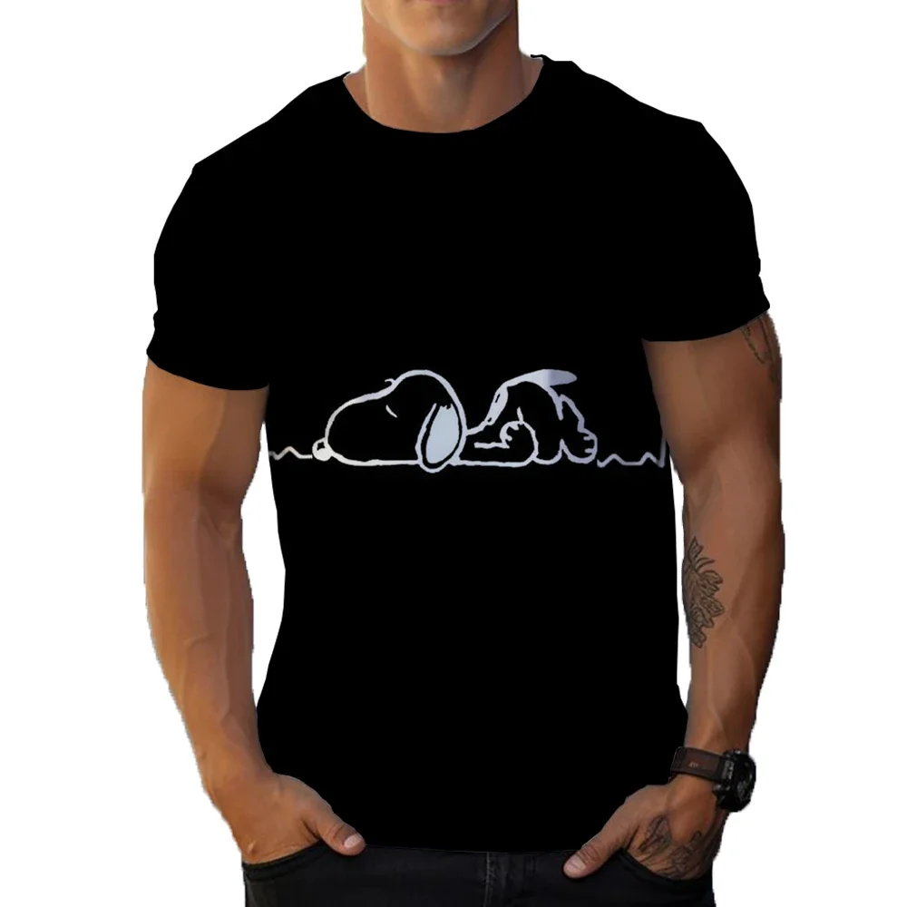 سنوبي لطيف الكرتون ثلاثية الأبعاد طباعة الرياضة سريعة الجافة تنفس تي شيرت عادية الشارع Y2K الكبار الطفل الوالدين والطفل صبي فتاة قصيرة الأكمام #5