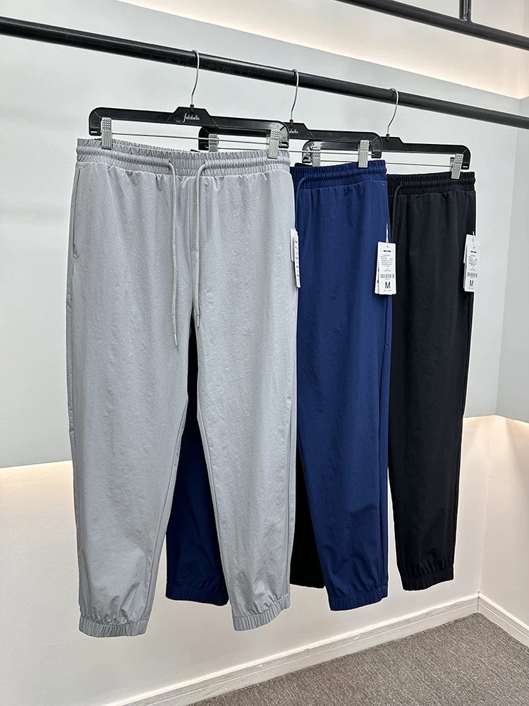 

Мужские легкие быстросохнущие дышащие эластичные водонепроницаемые спортивные повседневные брюки с завязками, простые, в японском стиле