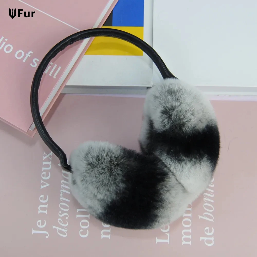 

New Style Women 100% Natural Real Rex Rabbit Fur Earmuffs Winter Fashion Girls Rex Rabbit Fur Earmuff Russian Plush Fur Earflap