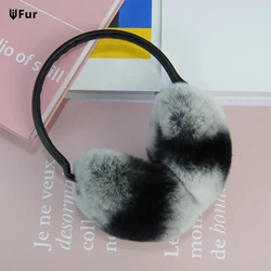 New Style Women 100% Natural Real Rex Rabbit Fur Earmuffs Winter Fashion Girls Rex Rabbit Fur Earmuff Russian Plush Fur Earflap