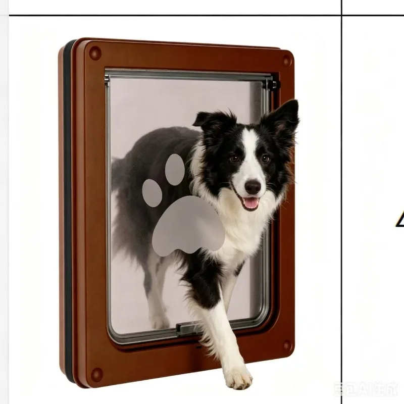 Large Dog Cat Pet Door Flap White Black Universal Indoor Outdoor Gate for Crate Kennel Cage with Lockable Control