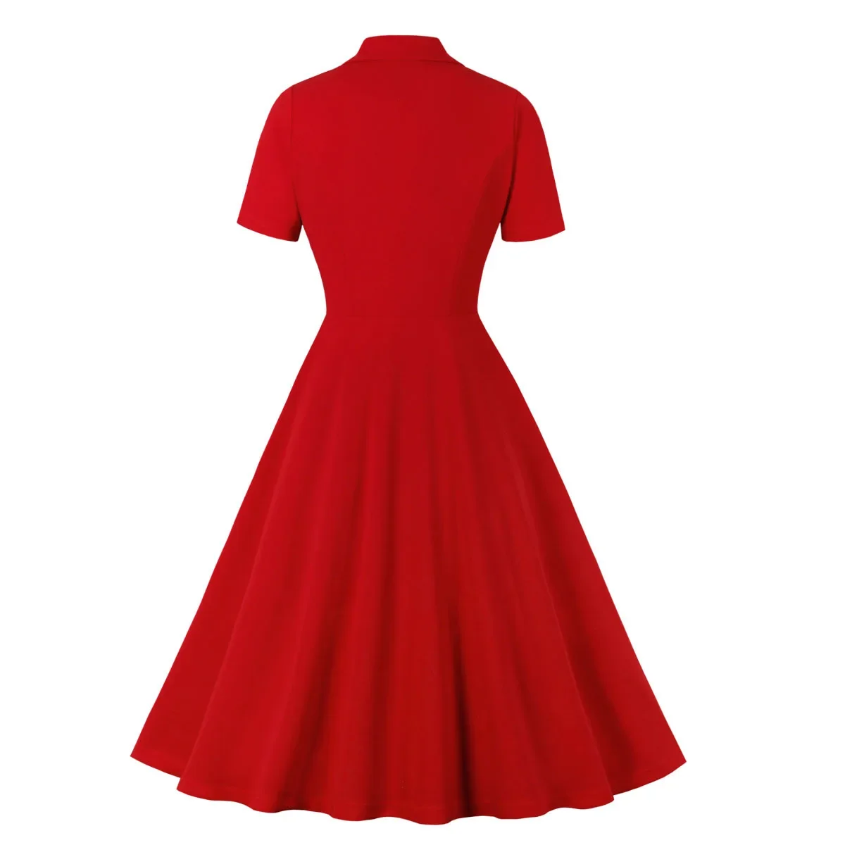 Vrouwen Vintage Rode Jurk Geplooide Rockabilly Cocktail Party 1950S 40S Swing Jurk 2024 Casual Jurk Korte Mouwen