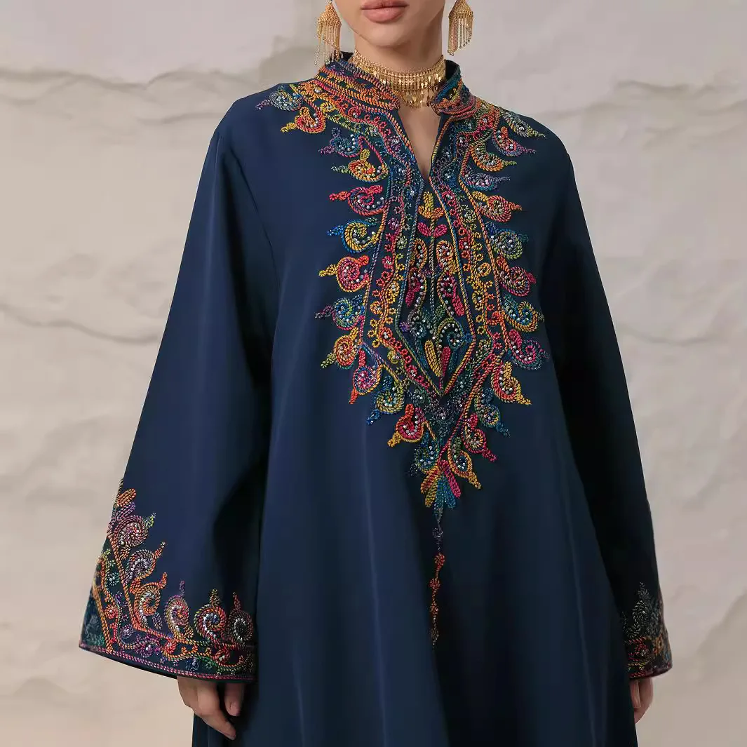 2025 nuevo bordado Abayas para mujeres Kebaya vestido musulmán Ramadán islámico Jalabiya bata árabe Dubai vestido de fiesta caftán Vestidos