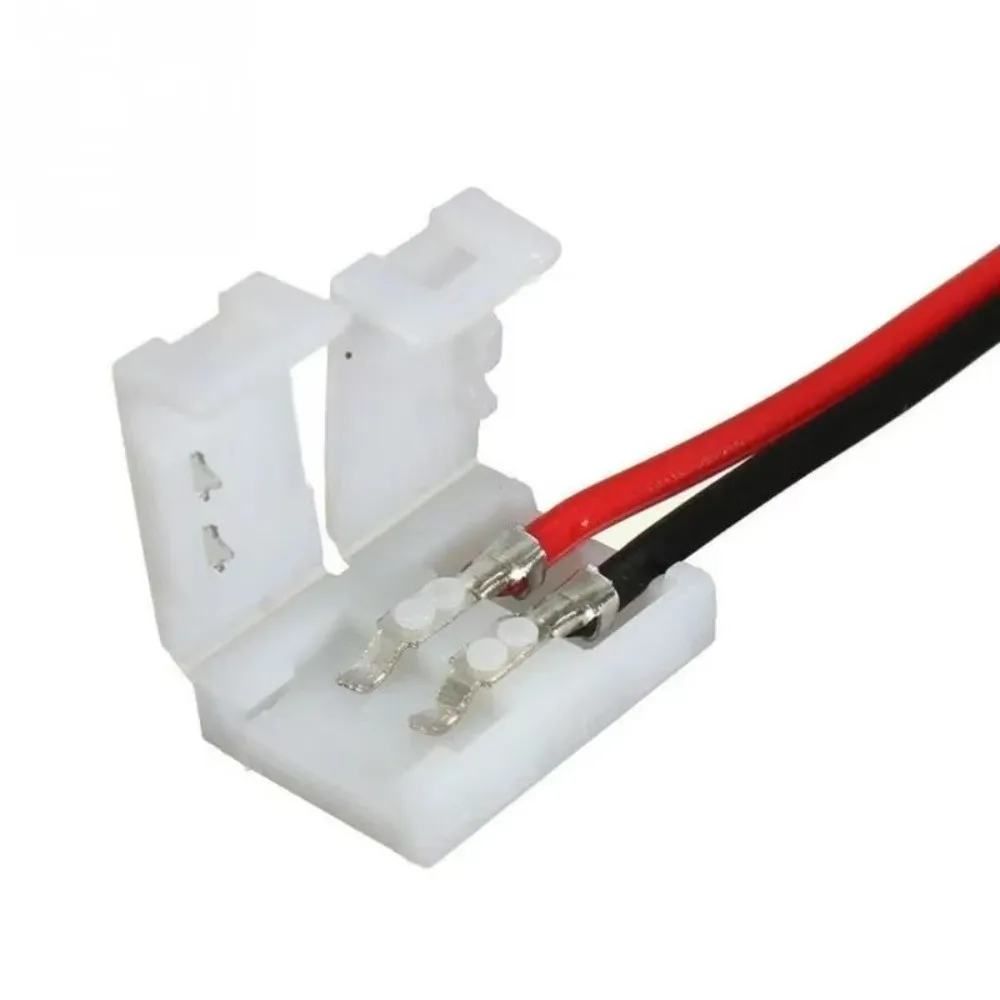 No Soldering 2 Pin LED Strip Connector Single Head Quick Connection Solder Free LED Strip Adapter 8mm 10mm Power Wire Connector
