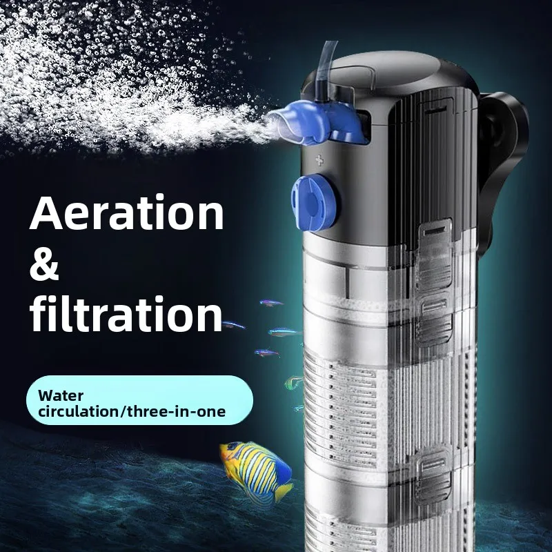 Fish tank filter built-in water-free three-in-one water purification circulation small submersible pump oxygen pump