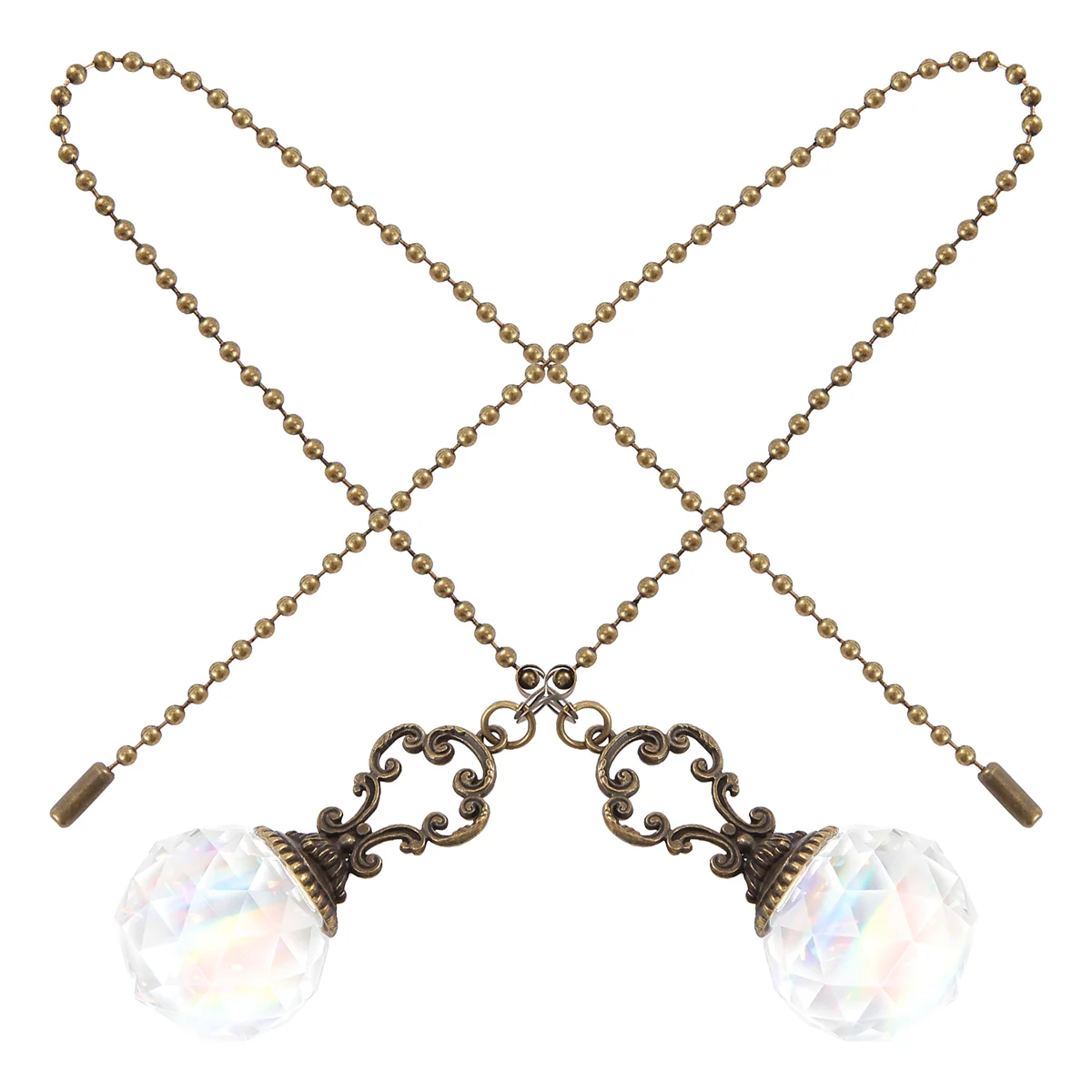 مجموعة من 2 سلسلة مروحة سقف شفافة على الطراز العتيق تسحب كرة بريزم كريستالية ساخنة