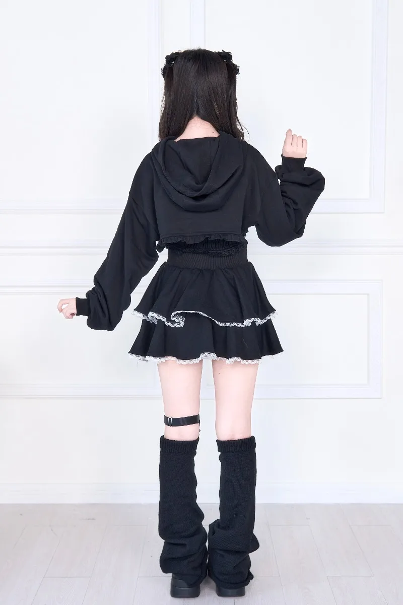 Lolita Sweet Y2k Bowknot Vest Dress And Short Sweatshirt 2-Piece Set SC Mine Series Japanese Subculture Mass-Produced Liz Suit