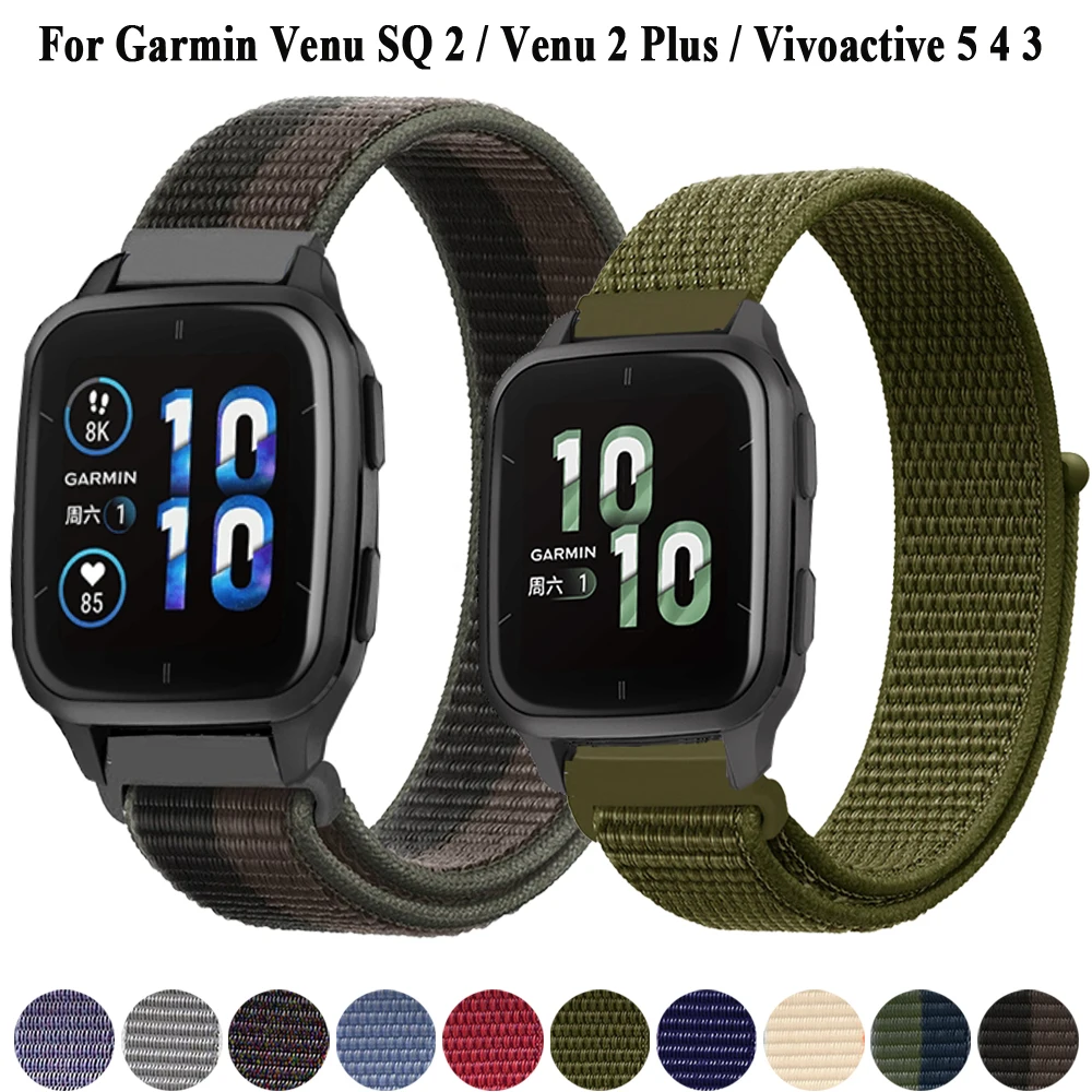 22/20mm Watch Strap For Garmin Venu SQ 2/Venu 2 Plus Band Loop Nylon Wristband For Forerunner 965 265 255 Music 165 645 Bracelet