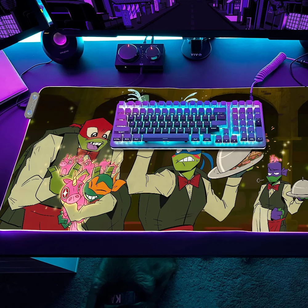 

Cartoon Gaming MousePad LED Table Pads Backlit Rubber Desktop XXL N-N-Ninja RGB Desks T-T-Turtles Micro USB