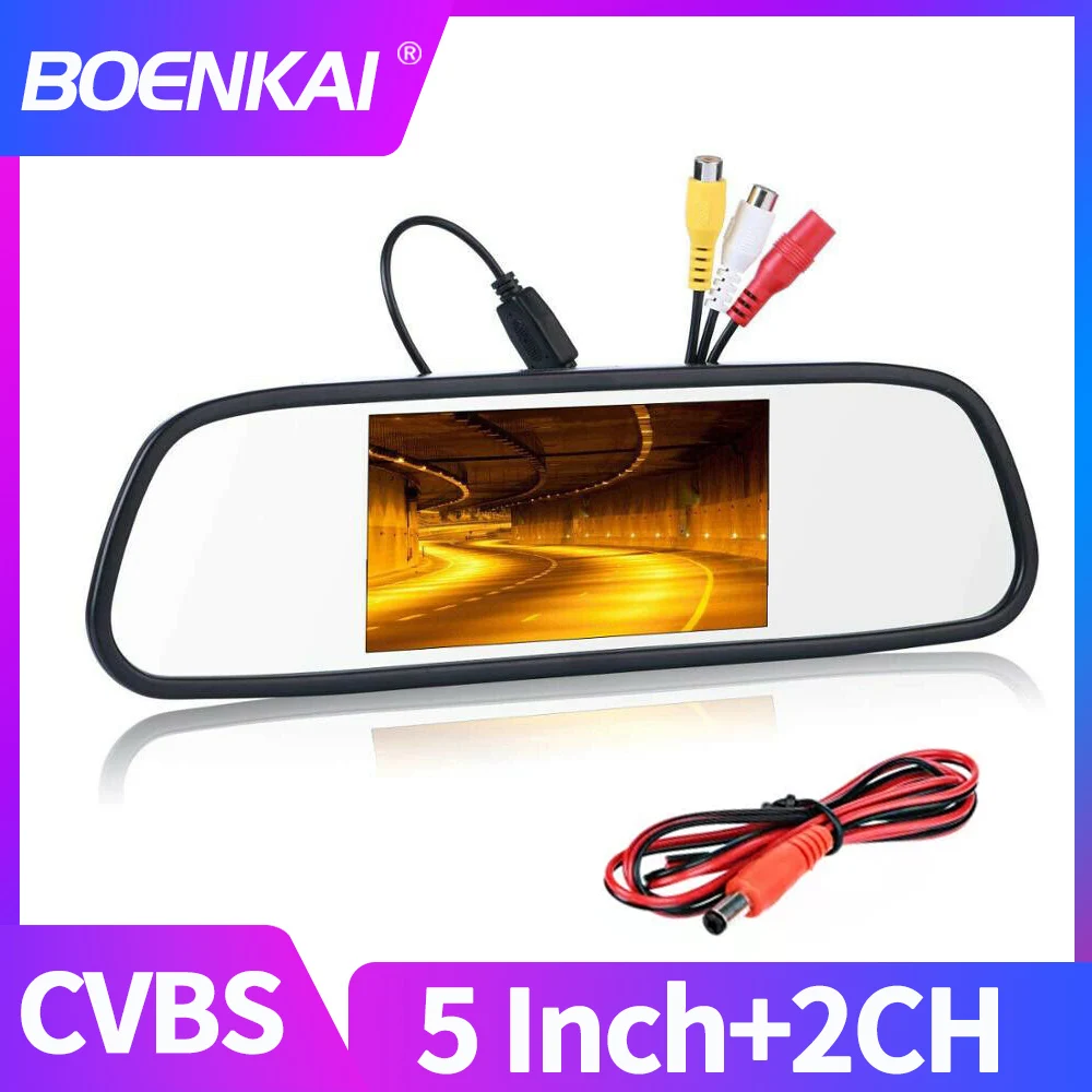 

BOENKAI 5 Inch TFT LCD Mirror Screen Monitor 800*480 For Car Rear View Reverse Backup Parking Camera GPS VCR DVD