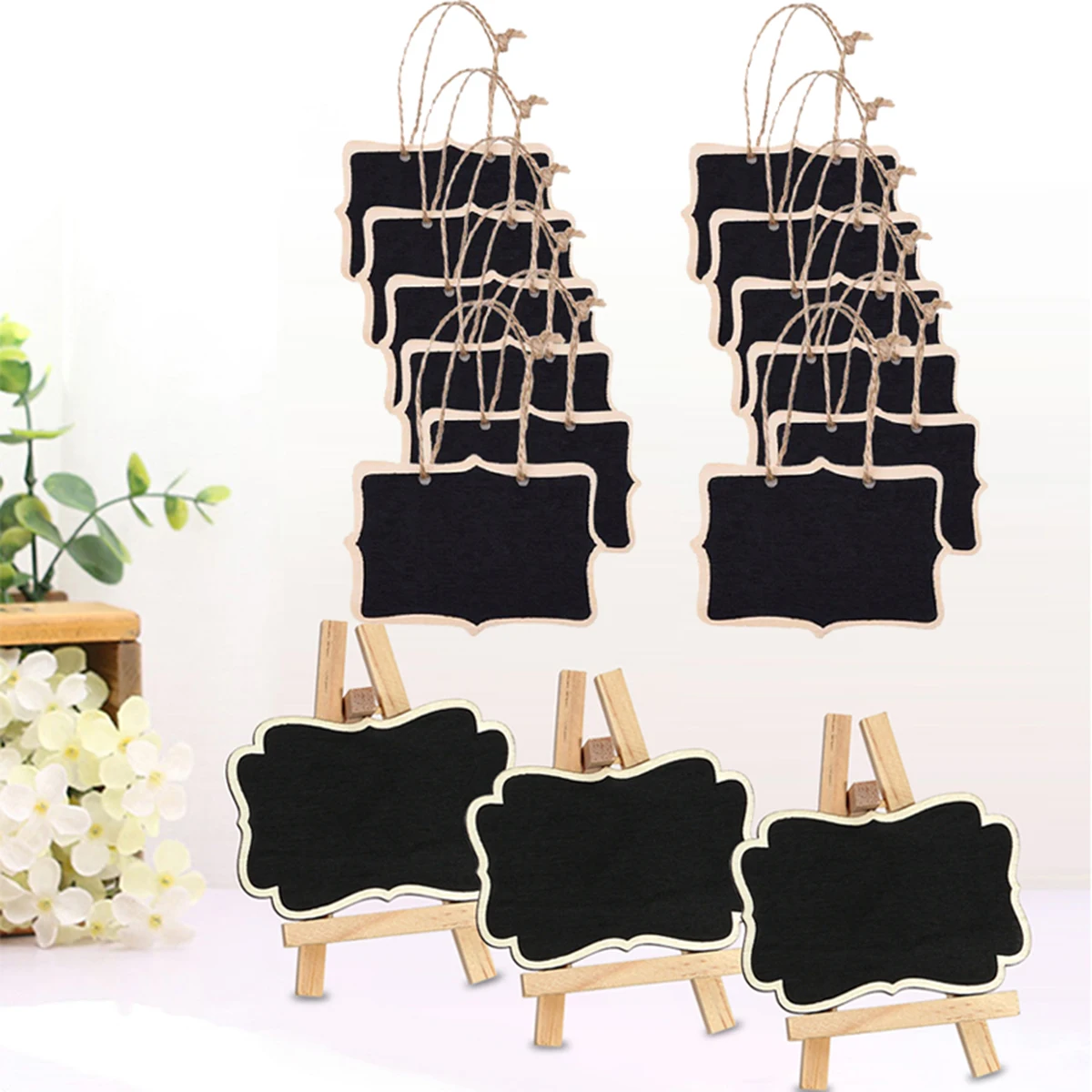 3Pcs Mini Chalkboard Small Blackboard Desk Decor Tabletop Easel Place Cards Framed Chalkboard Elegant Design Lightweight