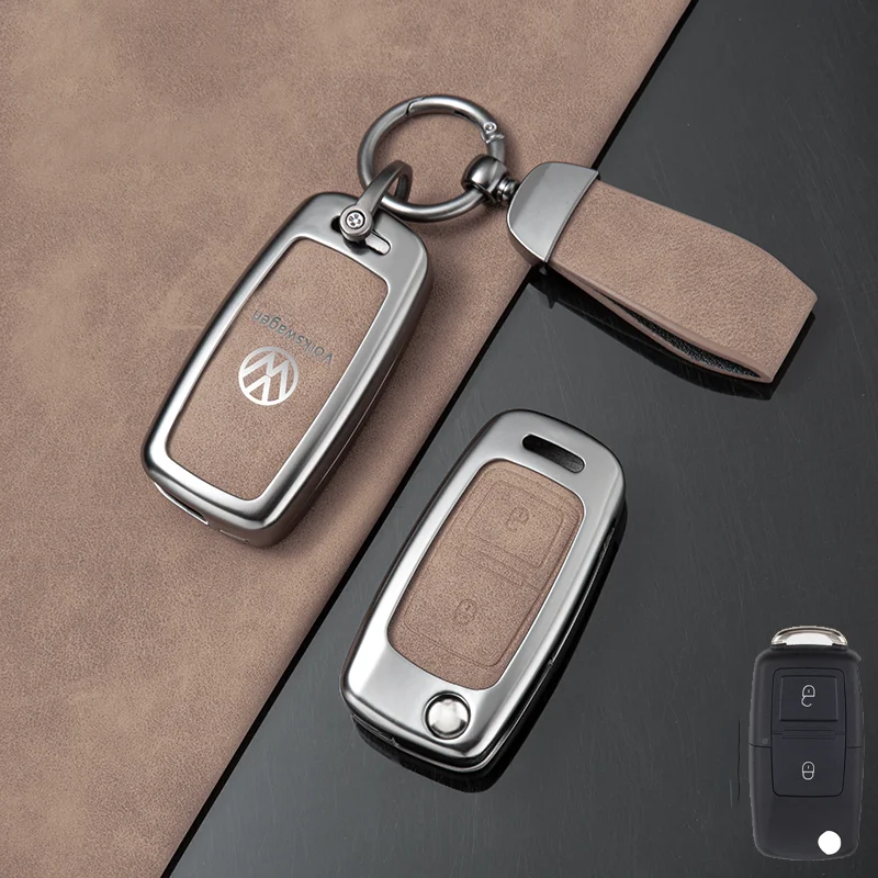 Zinc Alloy Leather Car Smart Key Case Cover Shell Fob Holder for VW Volkswagen MK4 Bora Golf 4 5 6 Jetta Passat Polo Bora Touran