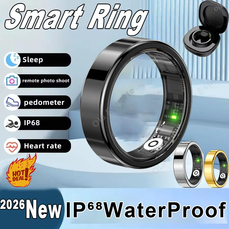 

Smart Ring 2026 Men Women New IP68 WaterProof Heart Rate Blood Pressure Blood Oxygen Sleep Monitoring Multi-Sport Mode Smartring
