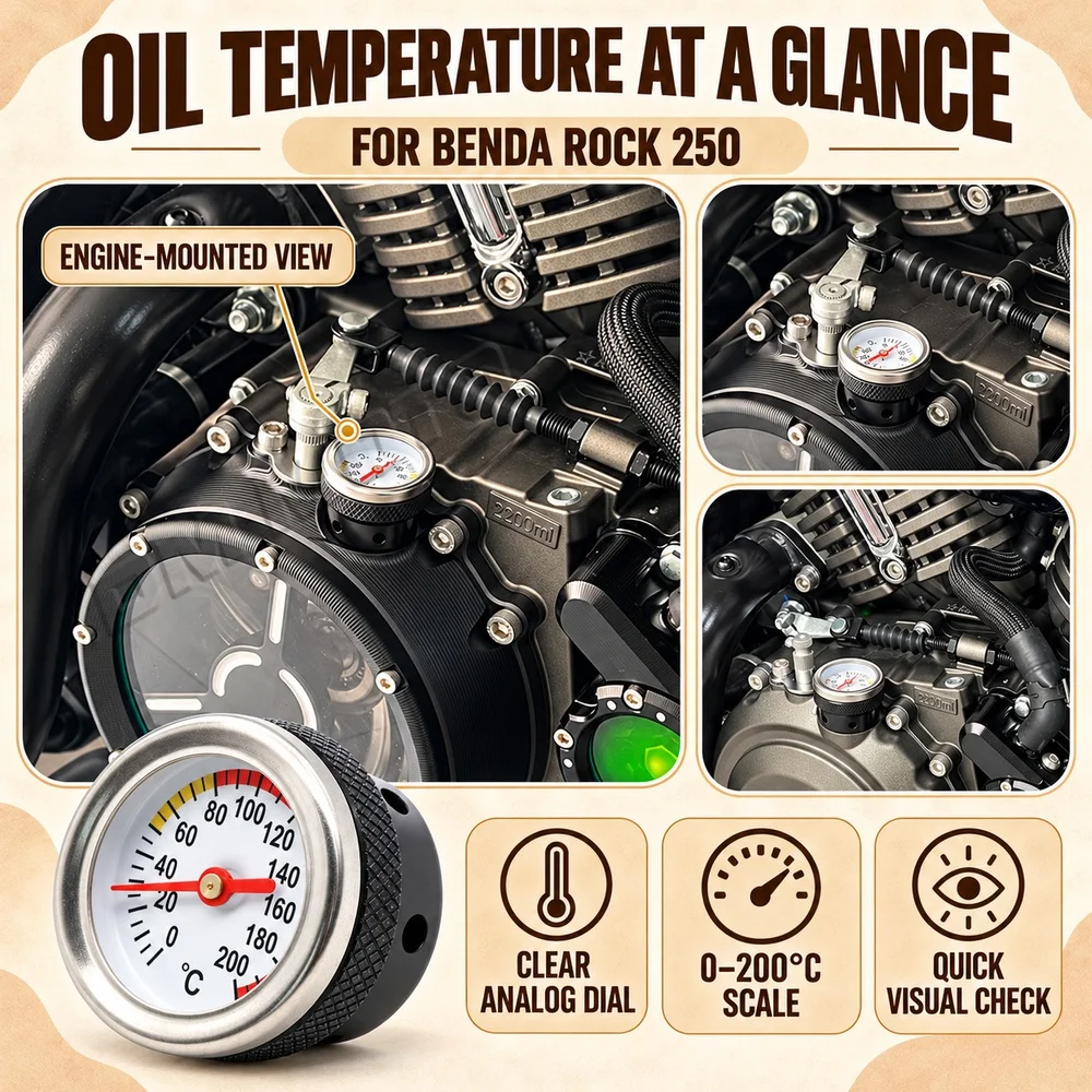 FOR BENDA ROCK 250 300 ChinchiIIa 350 500 Motorcycle Engine Oil Cover Oil Temperature Gauge Mod Accessories