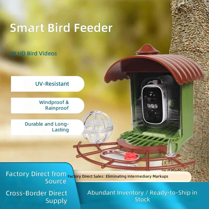 Outdoor Bird Feeder with HD Camera, Solar Powered Smart Feeding Station, 1080P Surveillance for Garden and Yard