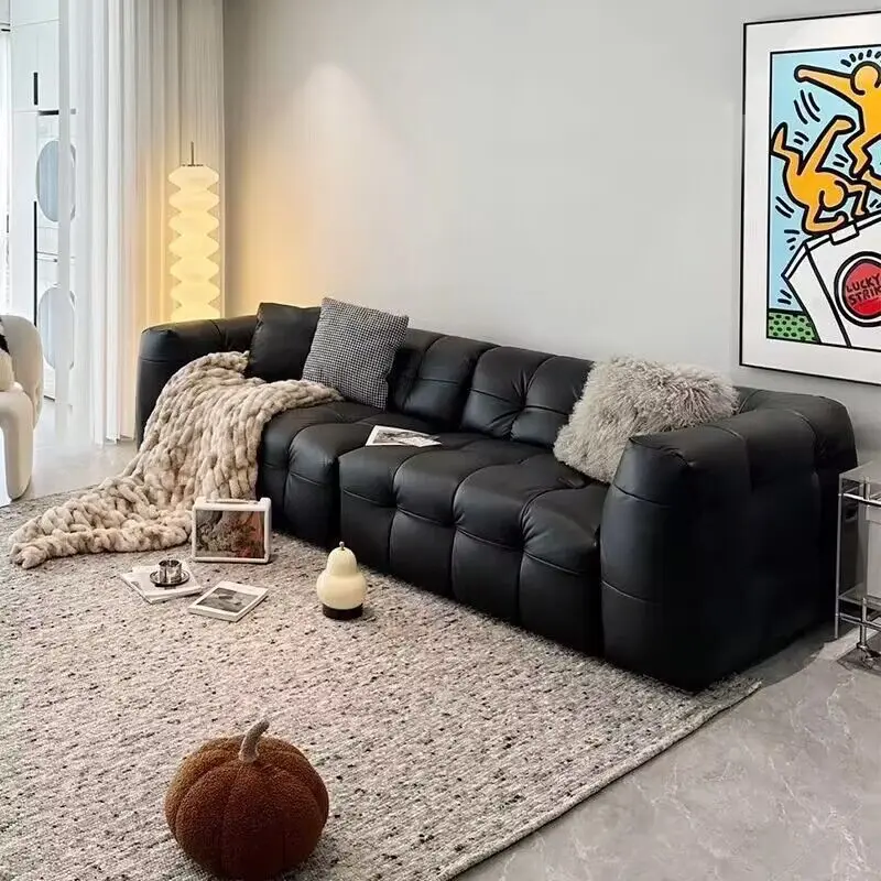 أريكة غرفة المعيشة الإقامة المنزلية فيلا الحد الأدنى الحديثة صالة الأريكة الشمال الأثاث الجلدي الاصطناعي O أريكة MHSF #2