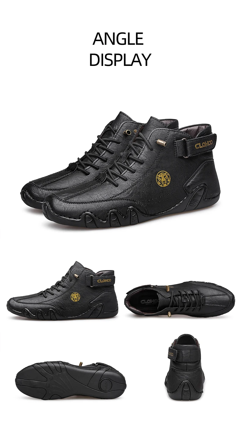CLOHOO Hand-Sewn Soft-Soled Octopus Boot Men's Short Boots High-Top Leather Boots for Men