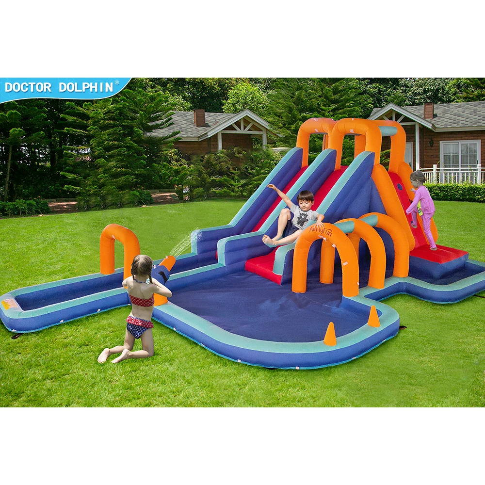 

AirMyFun Inflatable Bouncer Air Double Water Slide Jumping Bouncy Castle Moonwalk Bounce House Combo With Pool