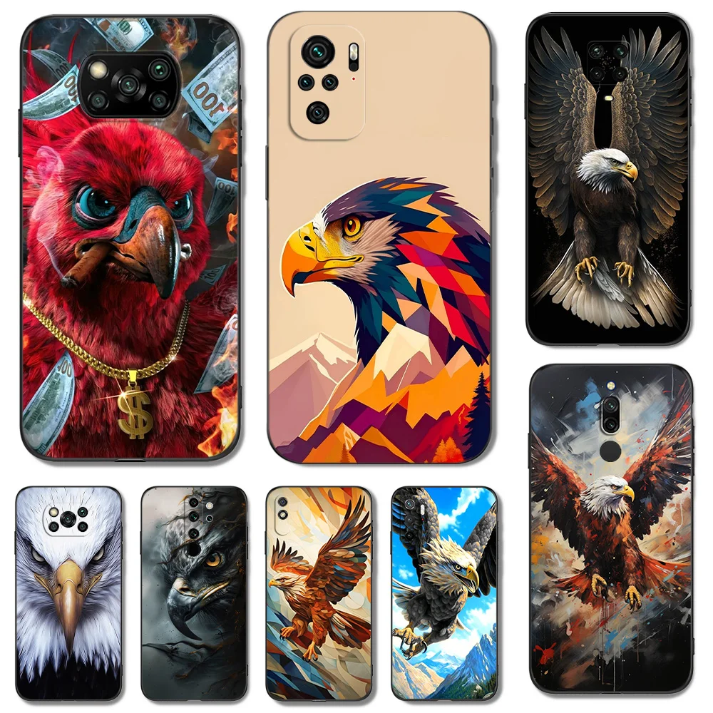 Black tpu Case For Xiaomi Redmi 5 5plus 6 6a 7 7a 8 8a back cover Soaring Eagle