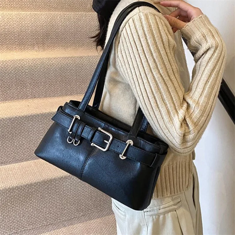 

Retro Soft Leather Tote Bag Stylish Brown Coffee Black Handbag Shoulder Bags for Women Business Shopping, Commuting and Travel