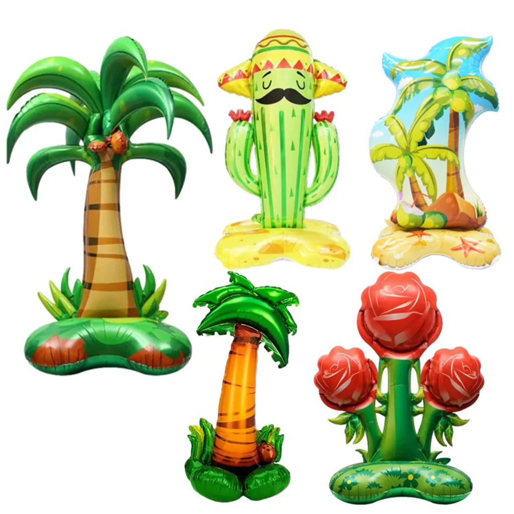 

Standing Coconut Tree Aluminum Balloon Tropical Cactus Rose Coconut Tree Balloons Summer Party Decor Happy Hawaiian Party Baloon