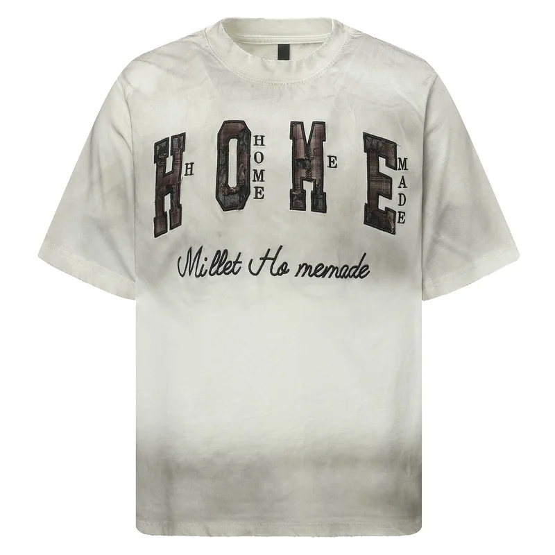 

Men's Washed Vintage Oversized Hip Hop T Shirts With Embroidery Fashion High Street Loose Fit Vibe Style Tees Short Sleeve Tops