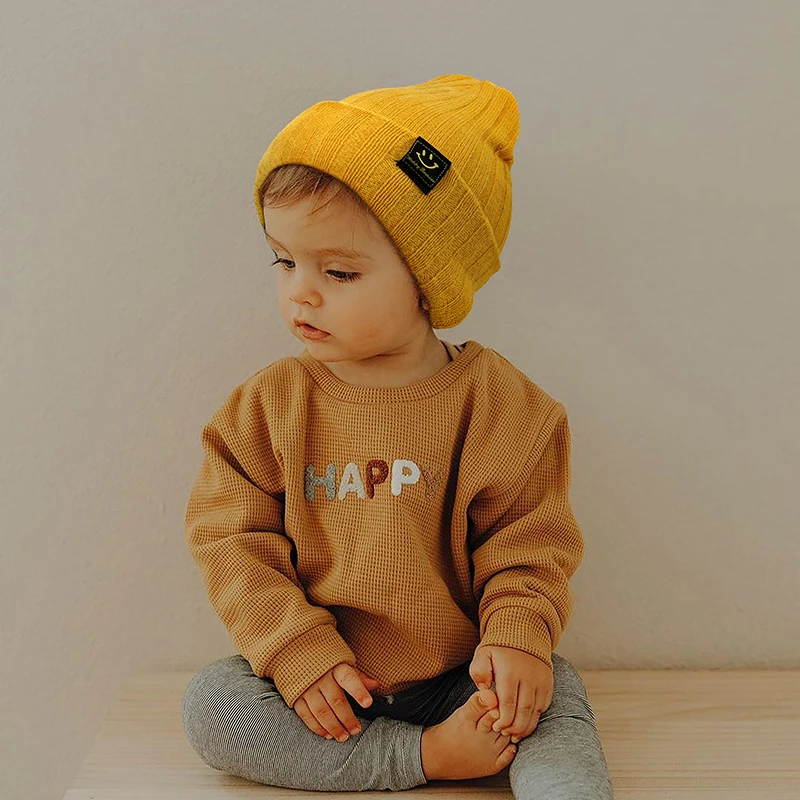 Autumn Winter Solid Color Baby Boys Girls Hat Knitted Soft Kids Beanie Cap For 0-3 Years Newborn Toddler Windproof Warm Hat 2022