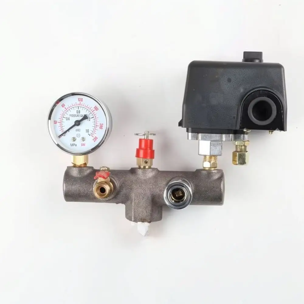 Cast Iron Air Compressor Pressure Switch Bracket 6 Way Manifold Fitting For Pneumatic Pump Tool Spare Parts