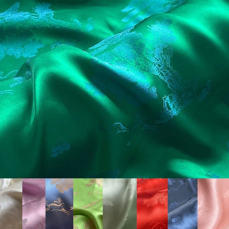 

114CM Wide 23MM Jacquard Solid Color Silk Satin Fabric for Spring Summer Shirt Dress Jacket X021