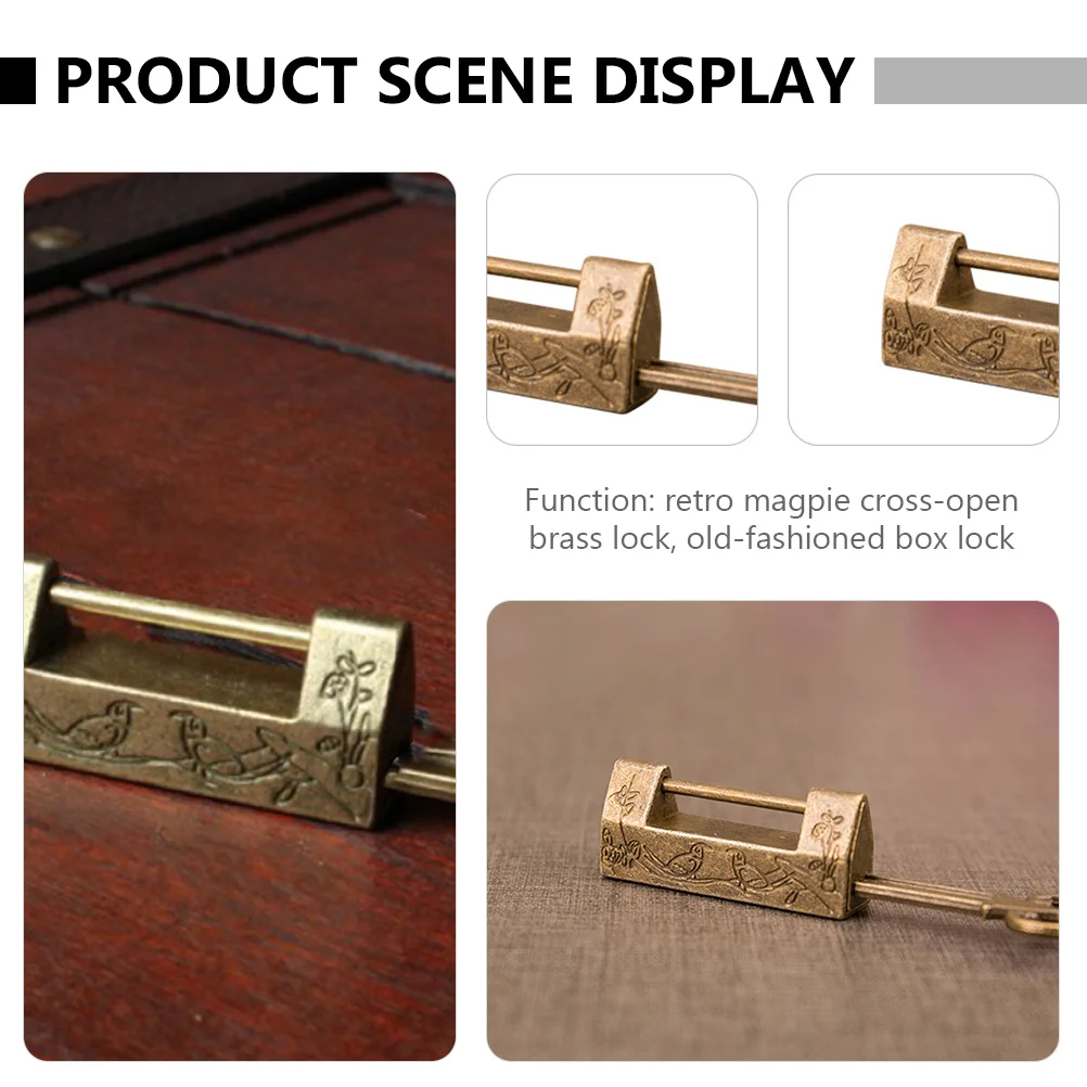 

1Set Chinese Padlock Vintage Mini Jewelry Box Lock Alloy Latches Retro Decorative Small Box Buckle Durable Zinc Alloy