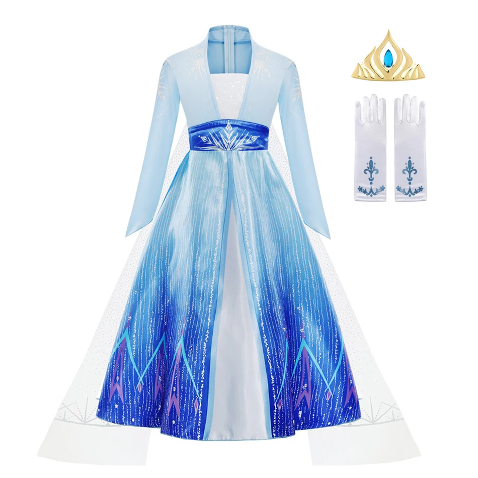 Elsa Dress Girls Kids Halloween Cosplay Princess Dress Children Birthday Party Clothes Dress Up