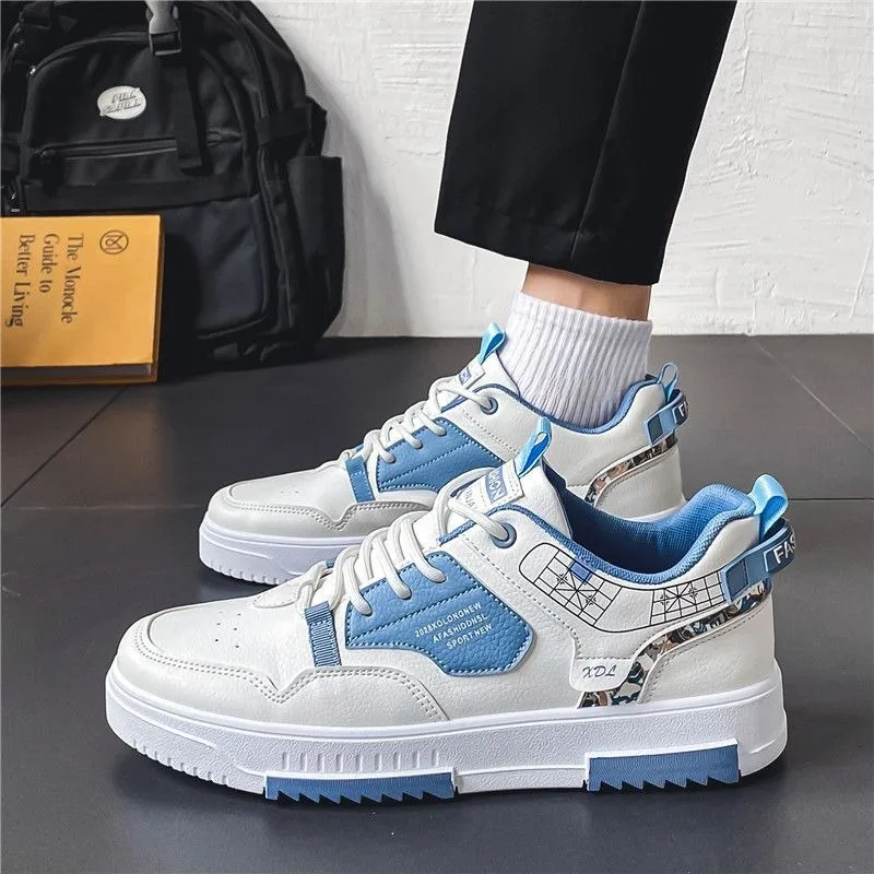 2025Spring New Man Casual Sneakers Trend Versatile Wave Flower Breathable Platform Shoes Lightweight Everyday Leather Board Shoe