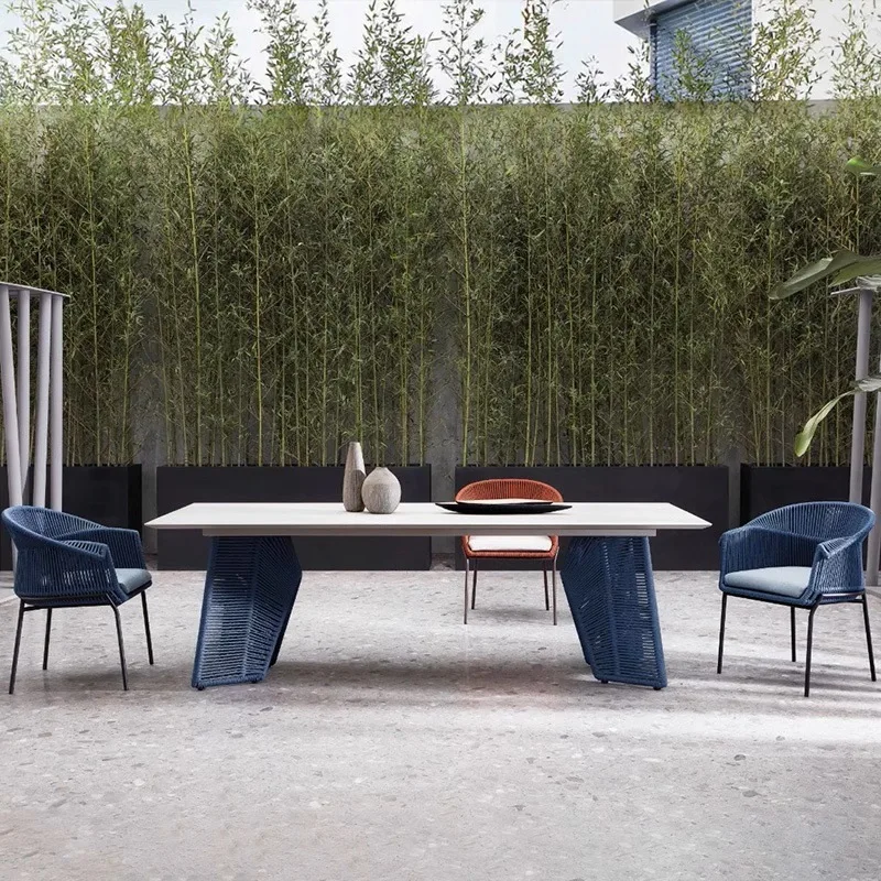 

Outdoor garden courtyard table and chair villa terrace rock slab dining table and chair combination bed and breakfast balcony