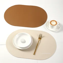 Leather Placemat Oval Oil-Proof Table Mat Home Dining Kitchen Waterproof Table Placemat Design Dining Heat Resistant Decor