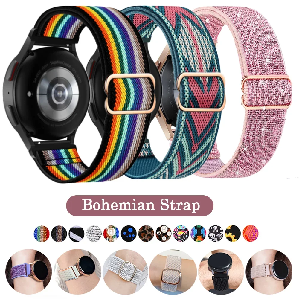 Glänzendes 20mm/22mm Armband für Samsung Galaxy Uhr 4/6/Pro/klassisch/aktiv 2 elastisches böhmisches Armband huawei gt 4-3-2-2e Band