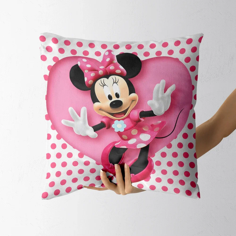 Disney Minnie Girl Kwadratowe poszewki na poduszki na przyjęcie urodzinowe Dekoracyjne poszewki na poduszki Miękkie przytulne poszewki na poduszki na zamek błyskawiczny