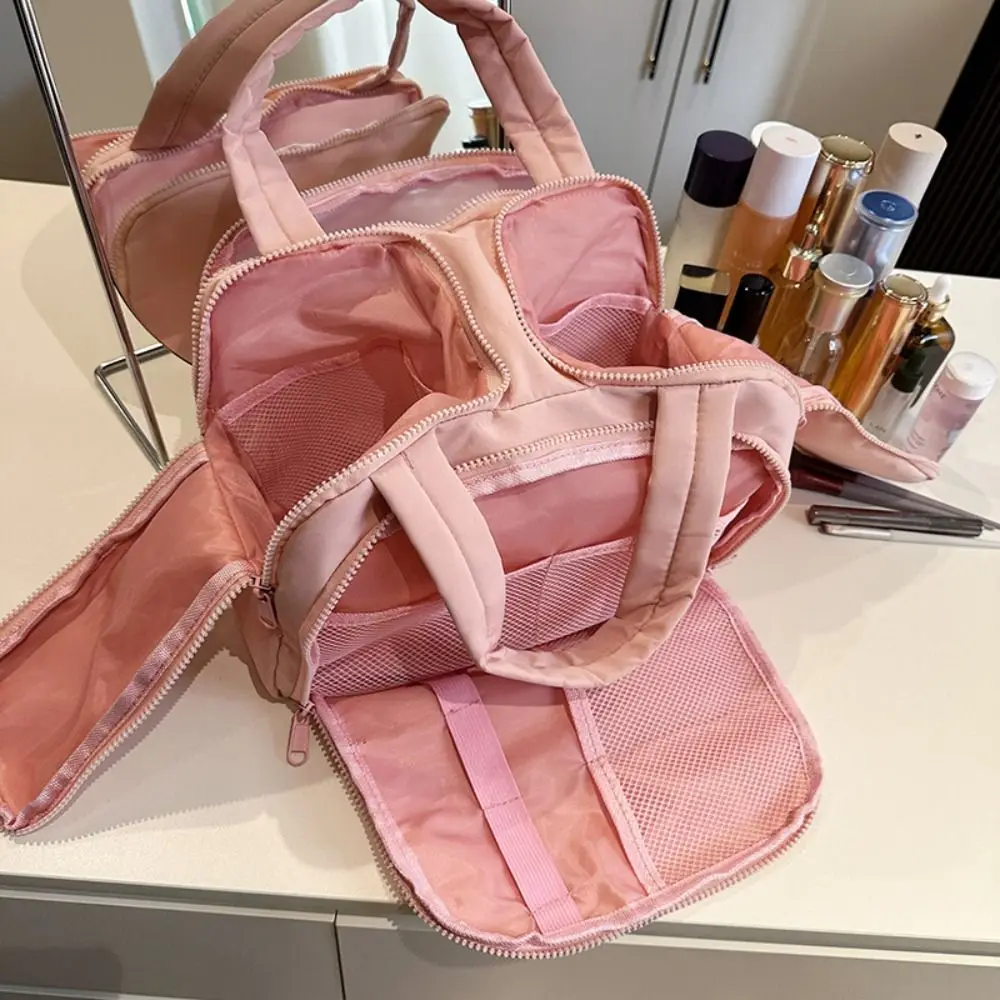 

Kawaii Solid Color Cosmetic Bag Cotton Large Capacity Portable Toiletry Bag Anti-splash Water Multi-layered