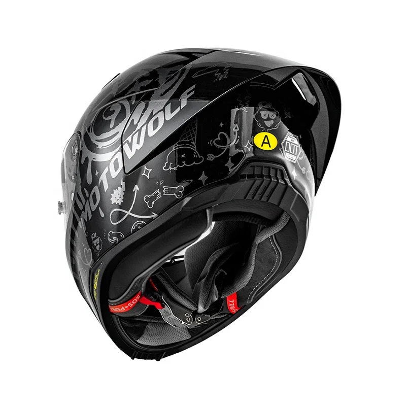 MOTOWOLF Modular Flip up Motorcycle Helmet Dual Lens, DOT Approved Motorbike Casco with Sun Visor for Men Women